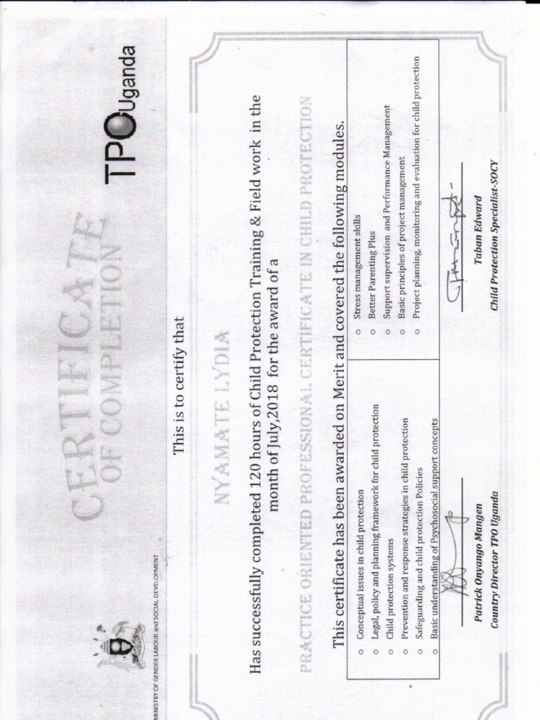 Child Protection Certificate PDF