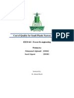 Cost of Quality For Saudi Plastic Factory Company: IEEM 663 - Process Re-Engineering Written by