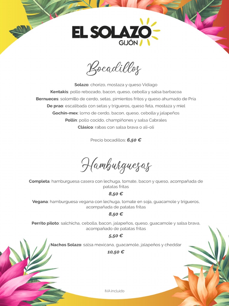 El Solazo Menú PDF