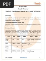 Class 11 Chemistry Revision Notes Classification of Elements and Periodicity in Properties