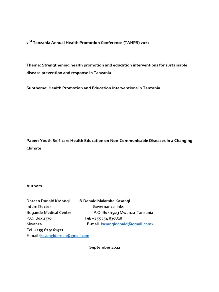 TPHA Conference Paper Kasongi 2022 PDF Health Care Empowerment