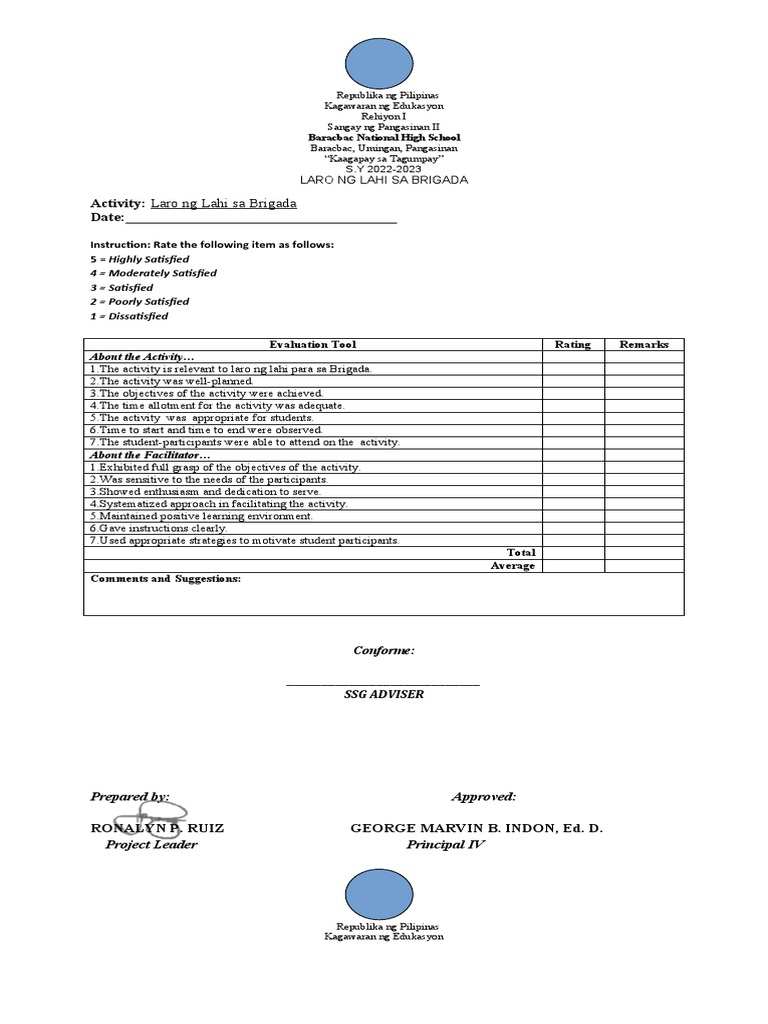 Evaluation Tool Laro NG Lahi and HGP | PDF | Communication | Behaviorism