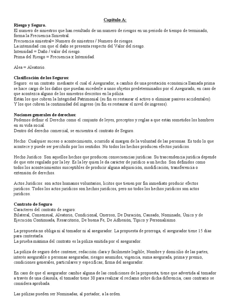 Conceptos Clave del Contrato de Seguro | PDF | Póliza de seguros ...
