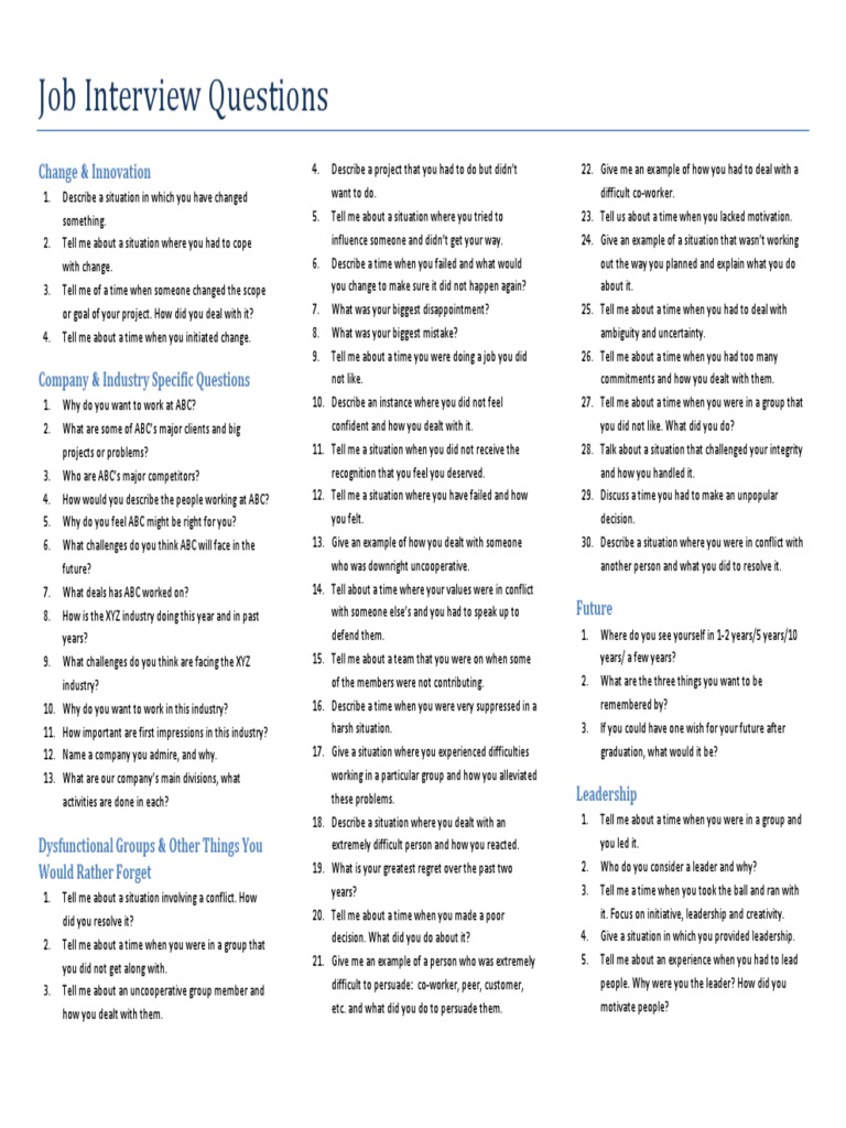 Preparing for a Job Interview Common Questions and How to Respond