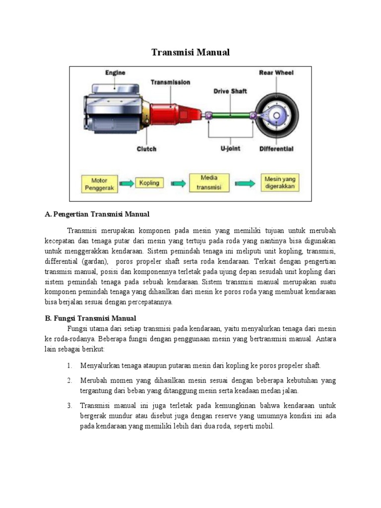 Fungsi dan Komponen Transmisi Manual | PDF
