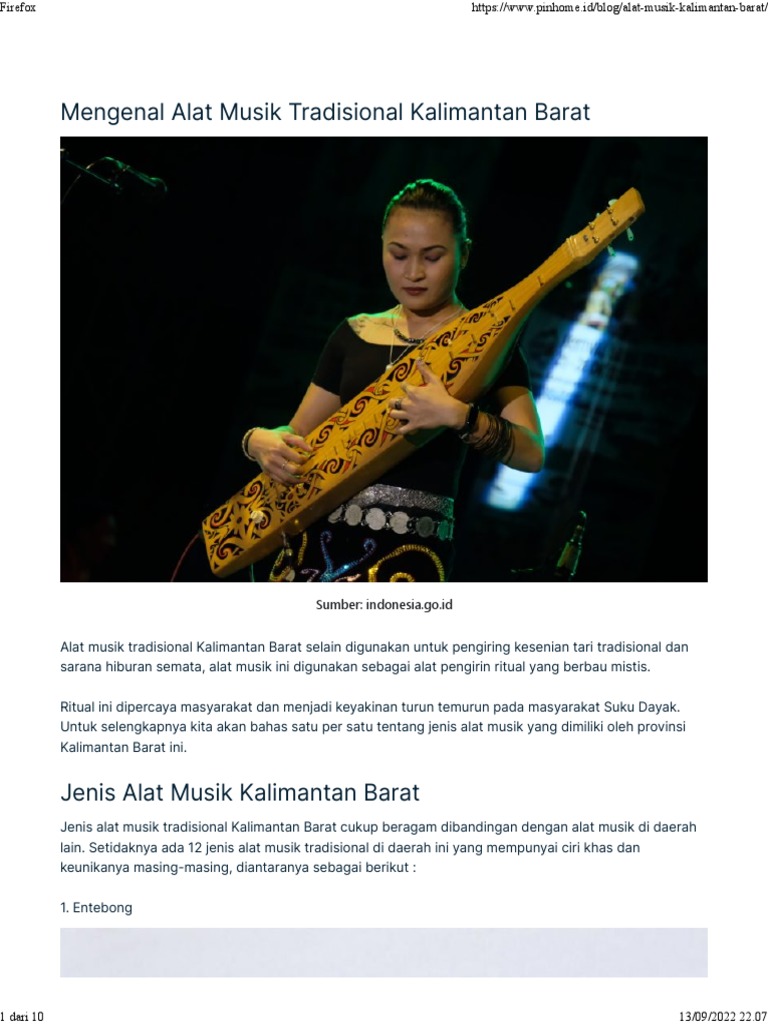 Alat Musik Tradisional Kalimantan Barat | PDF