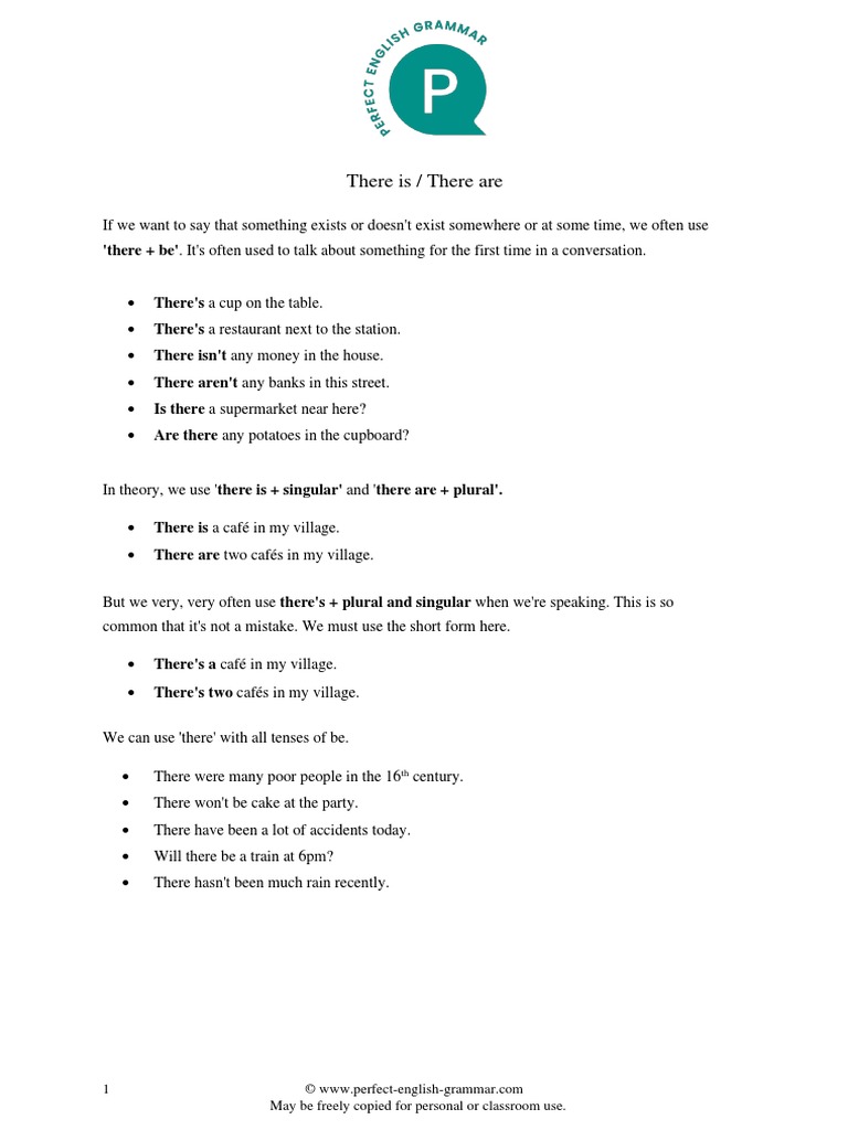 There Is There Are Explanation | PDF