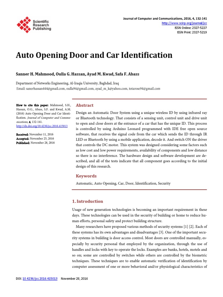 Automatic Door System with Car ID | PDF | Biometrics | Bluetooth