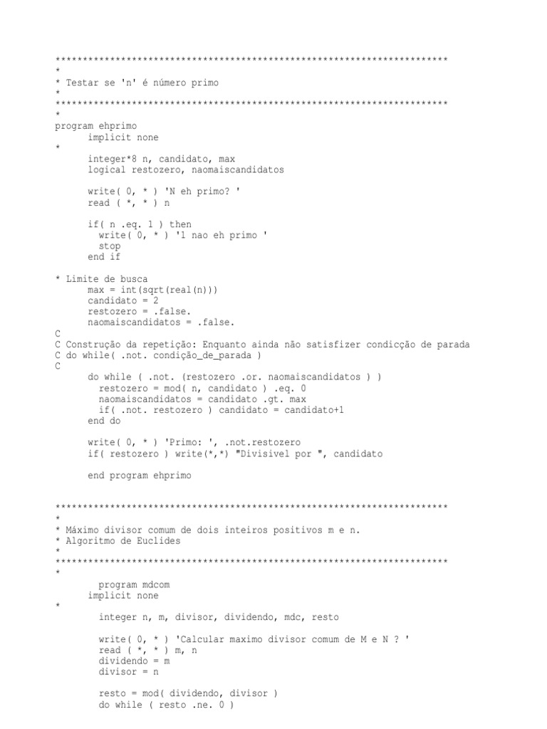 Exemplos Fortran | PDF | Aritmética | Números