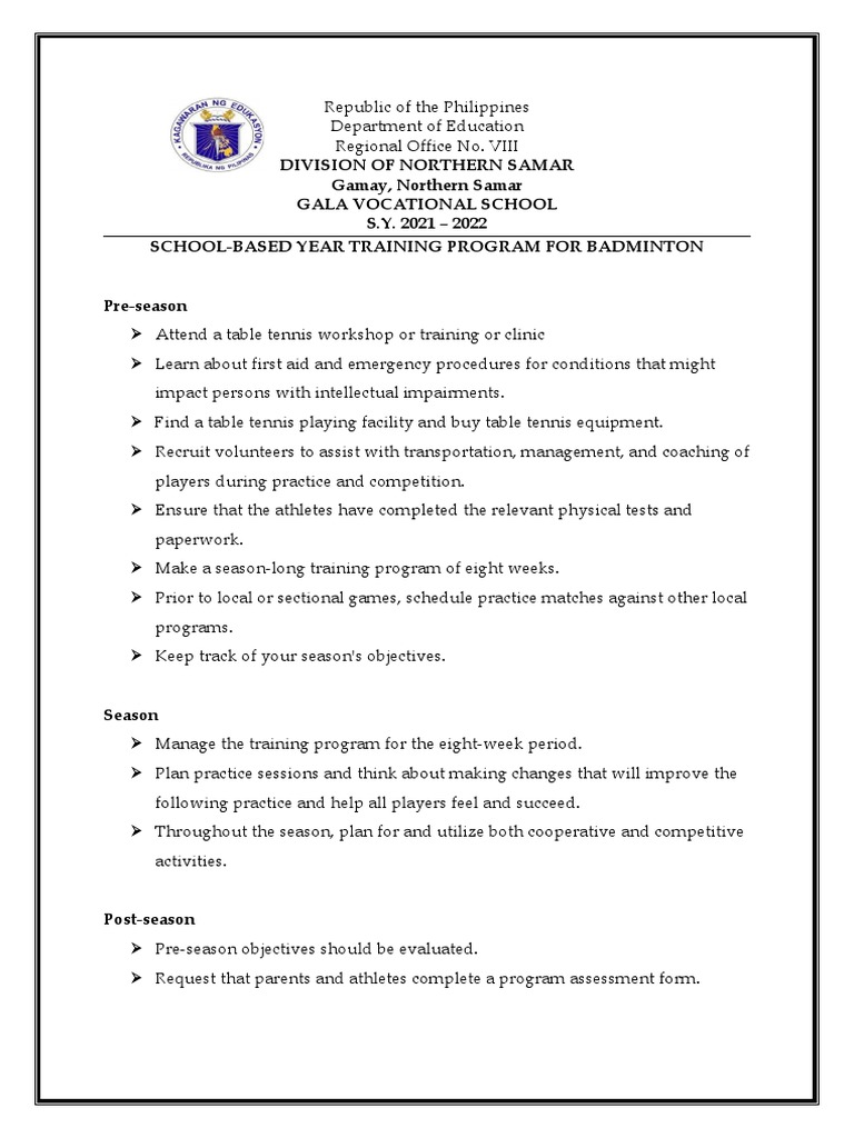 Training Program Matrix | PDF