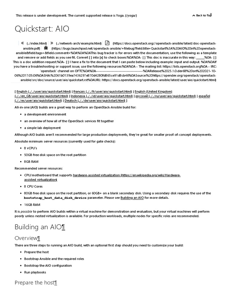 OpenStack-Ansible AIO Quickstart Guide | PDF | Booting | Open Stack