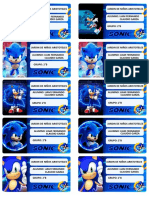 Etiquetas Escolares Sonic para Imprimir Gratis