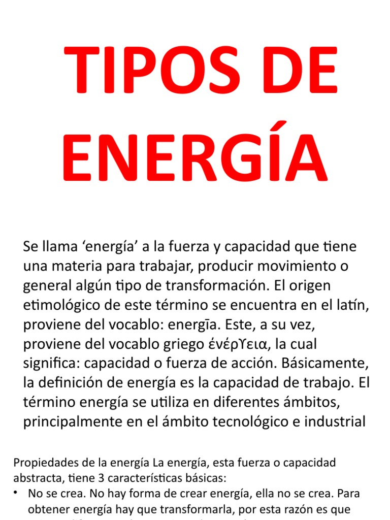 Tipos de Energía: Renovables y No Renovables | PDF | Energía renovable ...