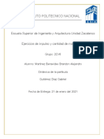 IPN Zacatenco: Ejercicios de impulso y cantidad de movimiento