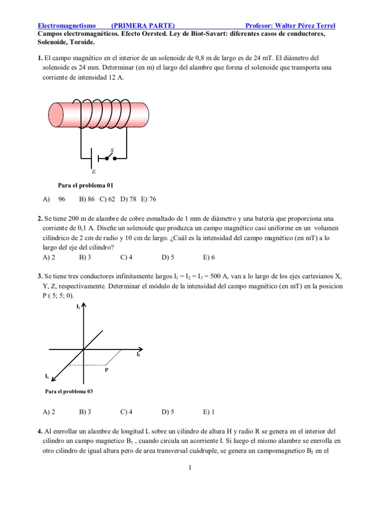 Efecto Oersted Ley de Biot Savart Campo magnético Corriente eléctrica