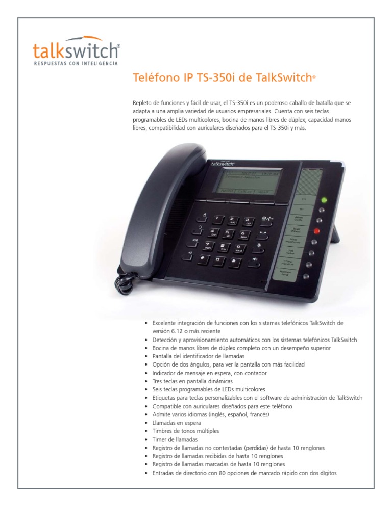 Talk Switch TS-350i ES | PDF | Telecomunicaciones | Redes de computadoras