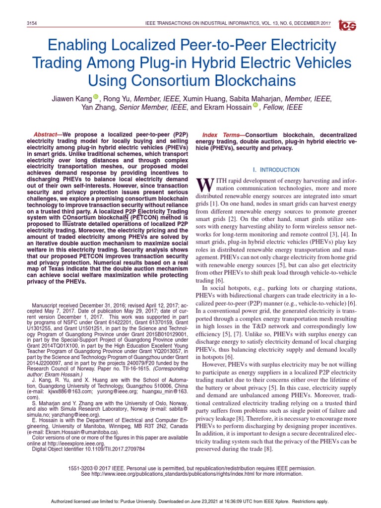 Enabling Localized PeertoPeer Electricity Trading Among PlugIn