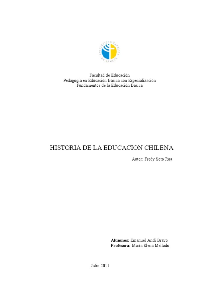 Historia de la Educación en Chile | PDF | Chile | Educación primaria