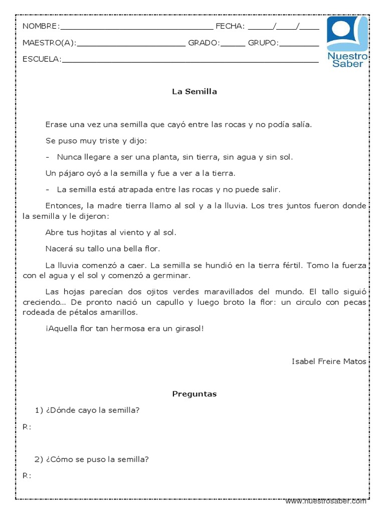 La Semilla: Cuento y Actividades | PDF | Hogar, jardinería y bricolaje