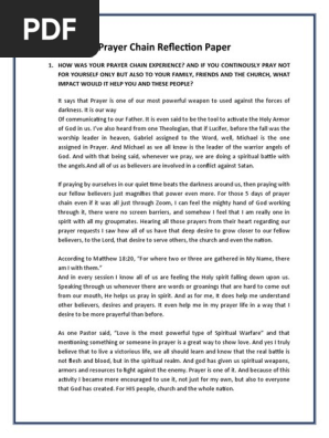 Prayer Chain Reflection Paper