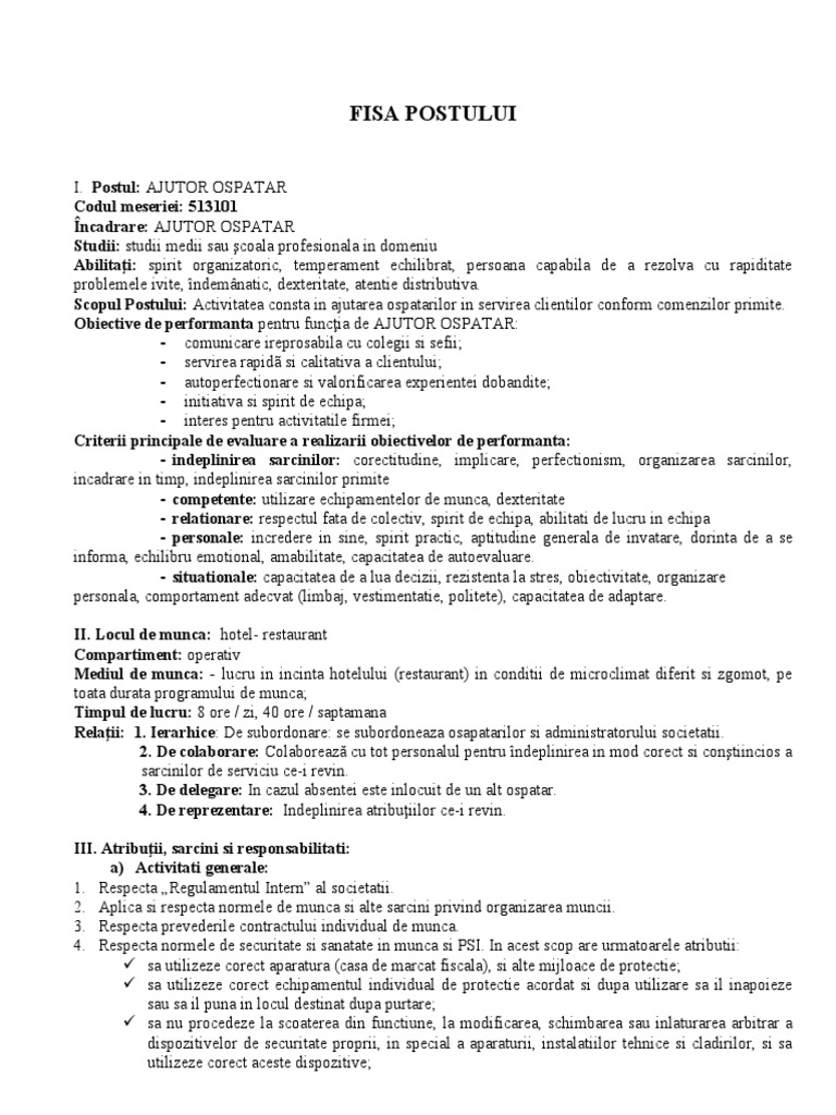 Ajutor Ospatar - F.P. | PDF