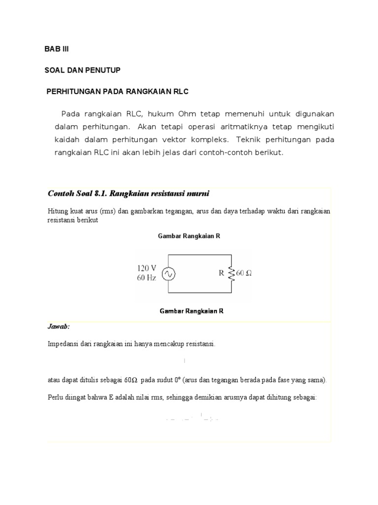 Yuk Mojok! Contoh Soal Impedansi Rangkaian Rlc Paralel