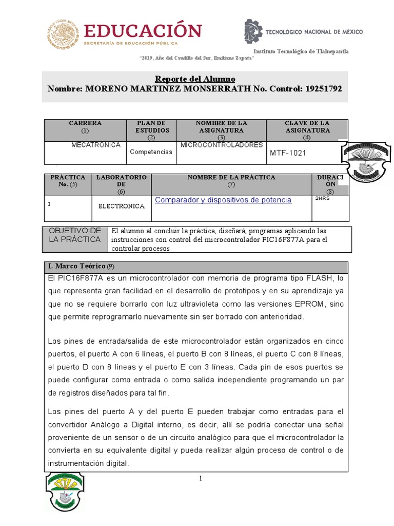 Practica 3 Micro Pdf Microcontrolador Hardware De La Computadora