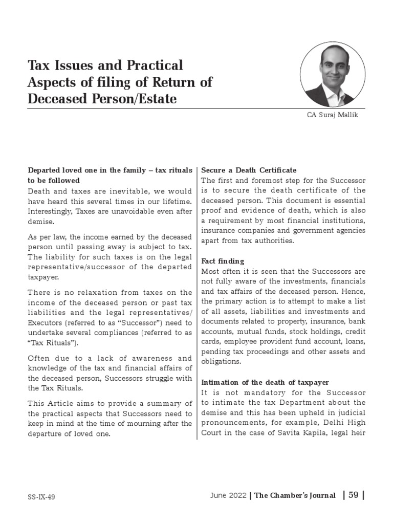 Tax Obligations in Relation To A Deceased Person Estate PDF Taxes Inheritance