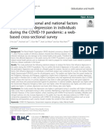 Analysis of Personal and National Factors That Influence Depression in Individuals During The COVID-19 Pandemic. A Web Based Cross-Sectional Survey