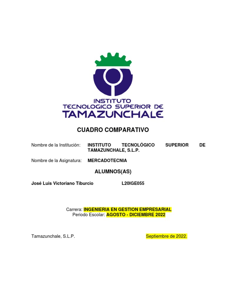 Cuadro Comparativo Mercadotecnia1 Pdf Mercado Economía Marketing