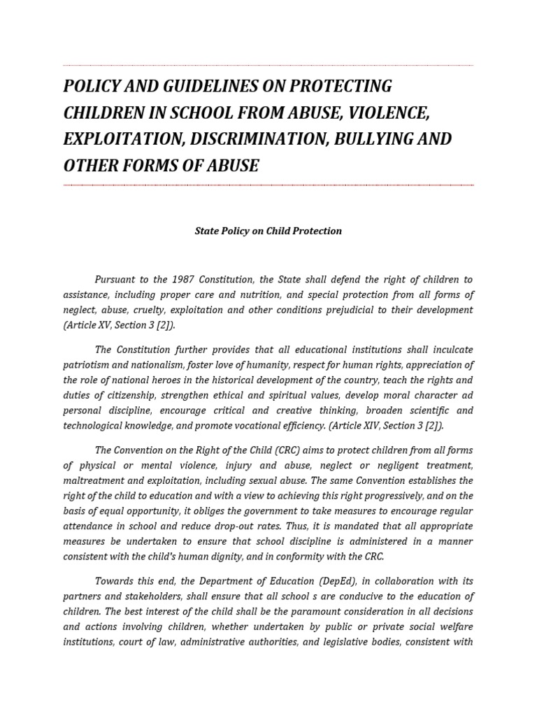 Child Protection Policy | PDF | Violence | Child Protection