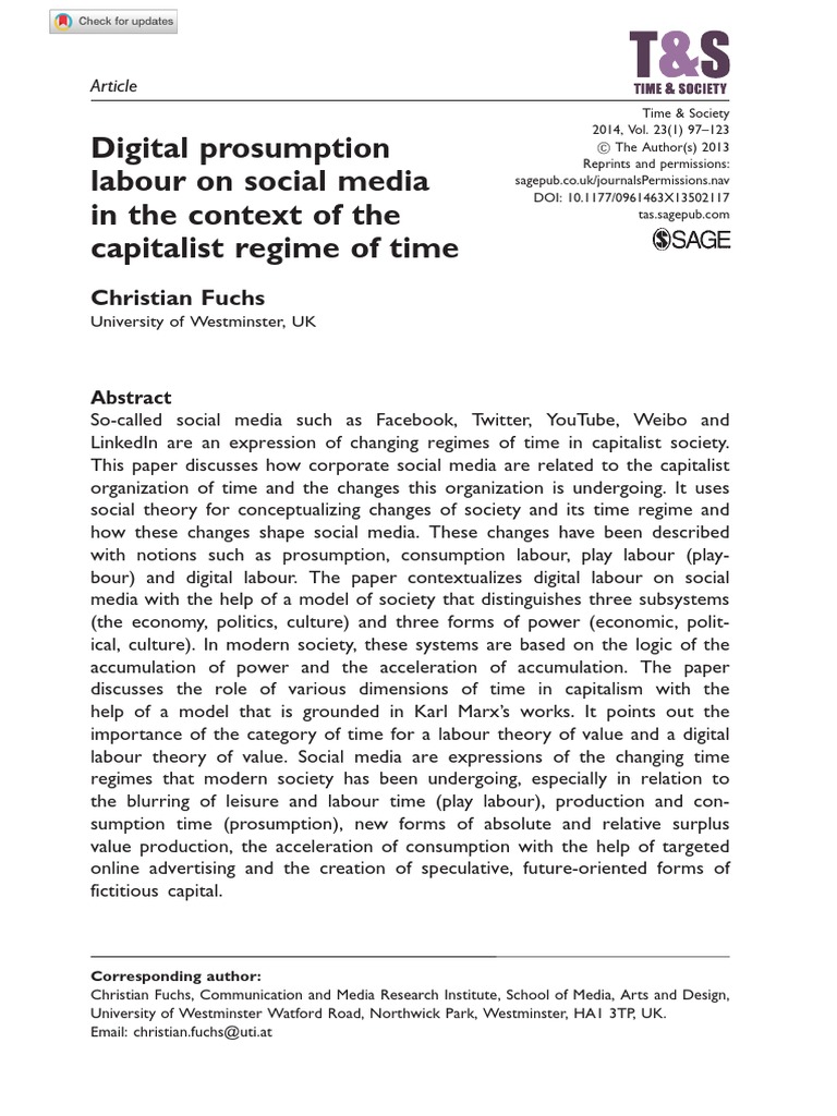 Digital Prosumption in Capitalist Time | PDF | Labour Economics ...