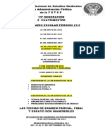 Calendario 3 Cuatrimestre 13 Generacion Mayo - Agosto 2021