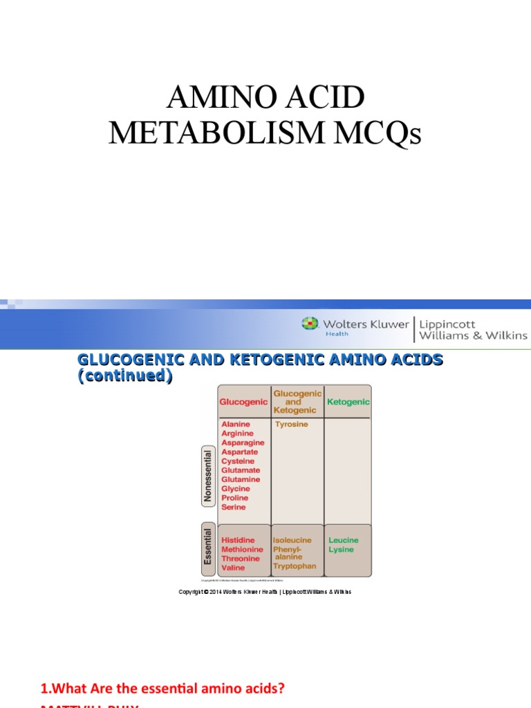 Mcqs Aminoacid Metabolism PDF Amino Acid Alanine Transaminase