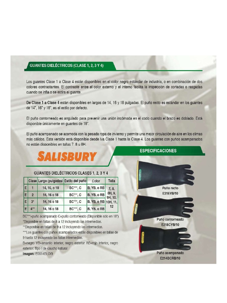 Ficha Tecnica Guantes Diel ctricos Salisbury PDF