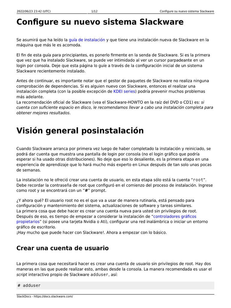 Configure Su Nuevo Sistema Slackware | PDF | Distribución de Linux ...