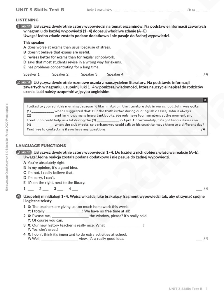 Unit 3 Skills Test B | PDF