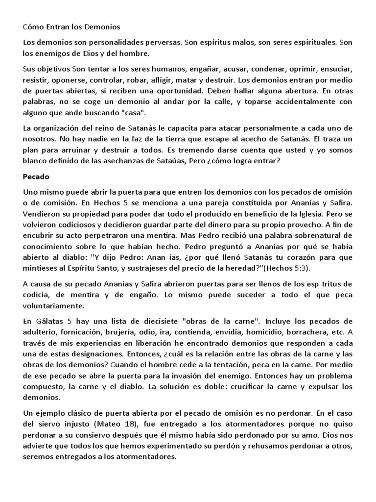 Cómo los Demonios Entrar en las Personas | PDF | Demonios | Satán