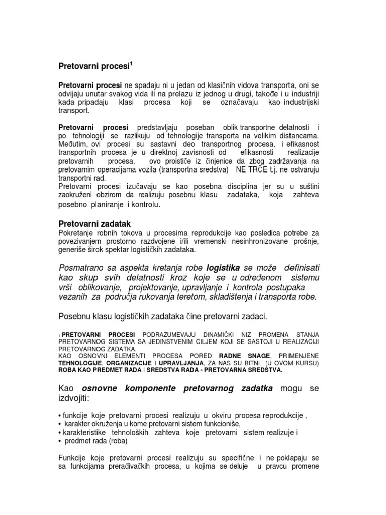 Microsoft Word - Uvod-Pretovarni Procesi I Roba | PDF