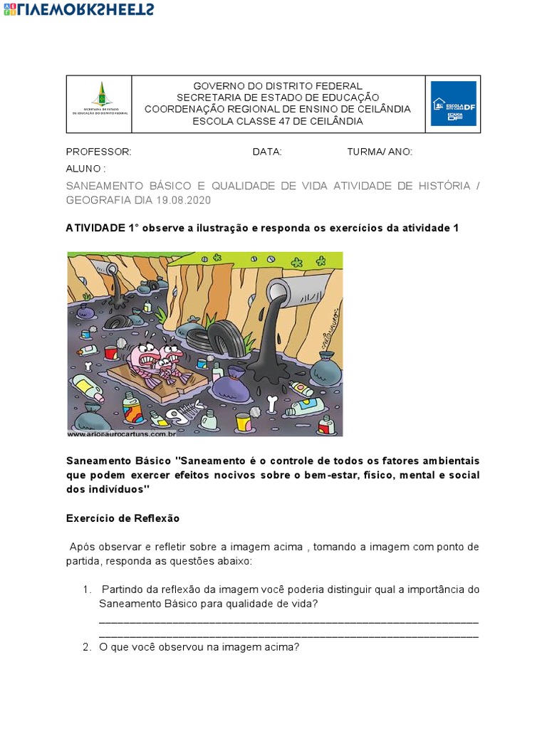 Atividades de Saneamento Básico para Alunos | PDF | Saneamento ...
