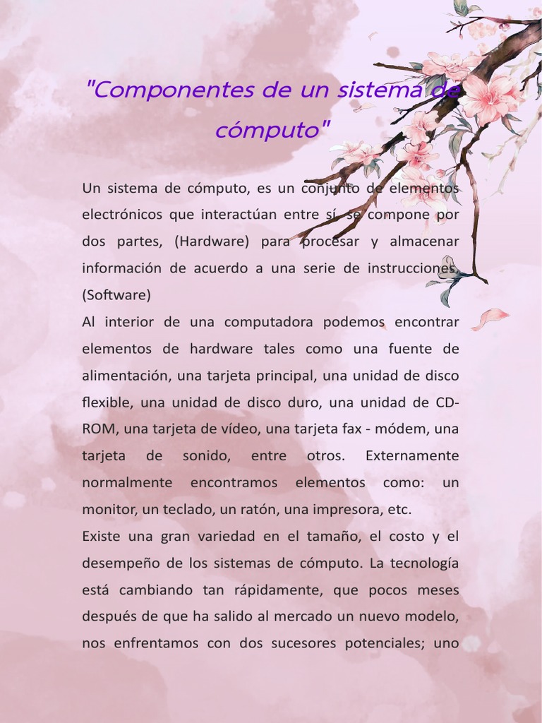 Componentes de un Sistema de Cómputo | PDF | Hardware de la computadora ...