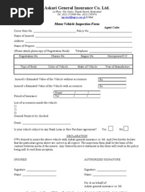 AGICO Motor Vehicle Inspection Form