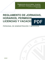 Reglamento de jornadas, horarios, permisos, licencias y vacaciones