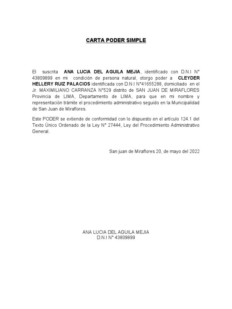 Carta Poder Simple | PDF