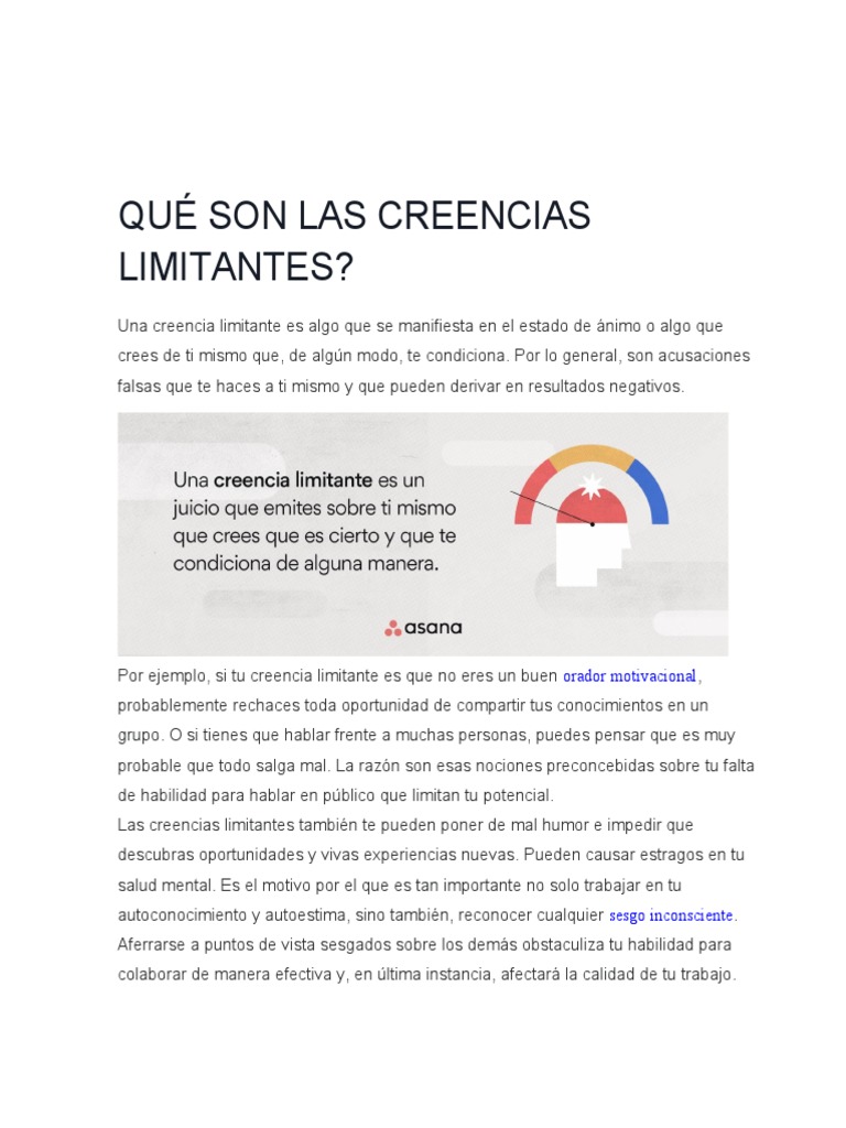 Ejemplos de Creencias Limitantes | PDF | Pensamiento | Creatividad