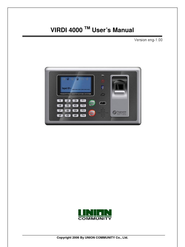 Virdi Fingerprint Reader AC4000 User Guide | PDF | Access Control | Ip ...