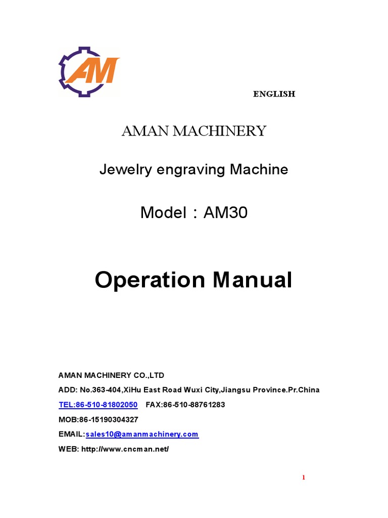 AM30 Jewelry Engraving Machine Manual | PDF | Jewellery | Installation ...