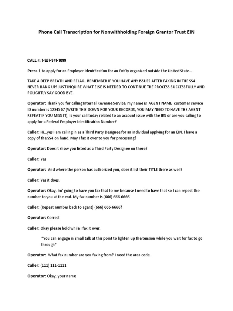 EIN Application for Foreign Grantor Trust | PDF | Business