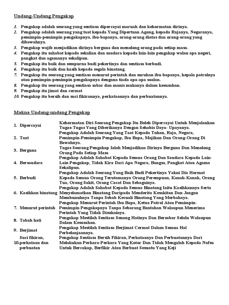 Undang-Undang Pengakap Malaysia | PDF