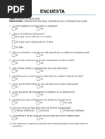 Encuesta Embarazo A Temprana Edad